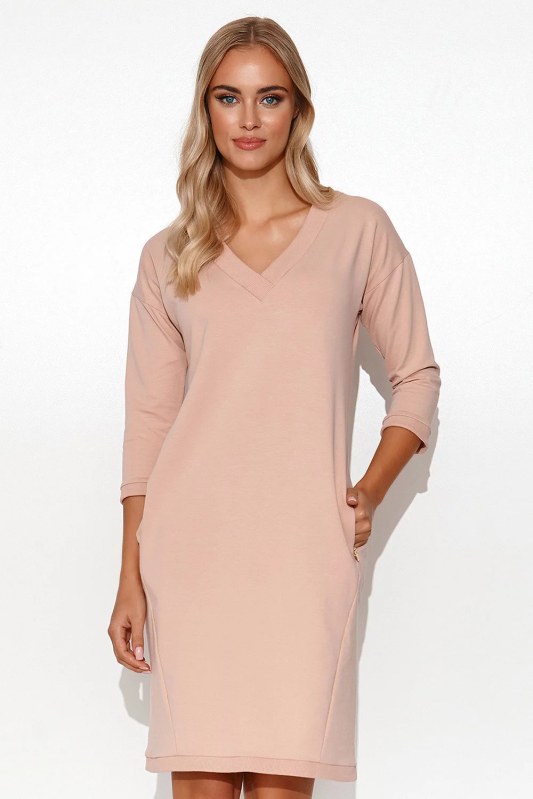 Denní teplákové šaty M779 béžové - Makadamia - Dámské oblečení šaty