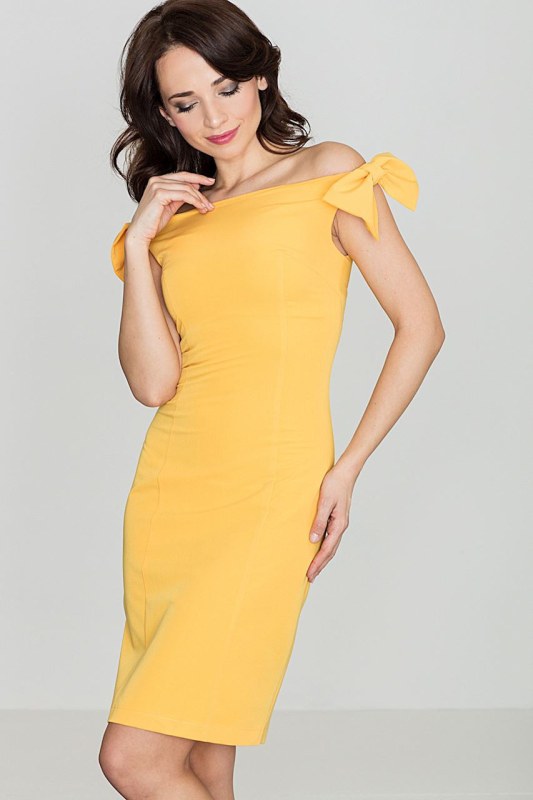 Dámské šaty K028 tmavě žlutá - Katrus - Dámské oblečení šaty