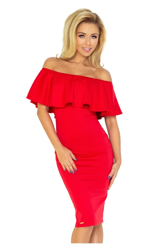 Červené šaty s volánkem model 4977157 - Dámské oblečení šaty