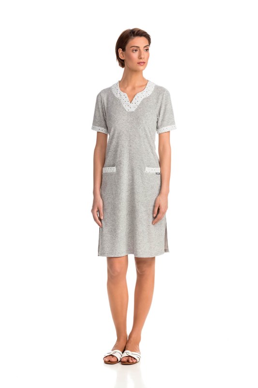 Vamp - Pohodlné jednobarevné froté šaty 14535 - Vamp - Dámské oblečení šaty