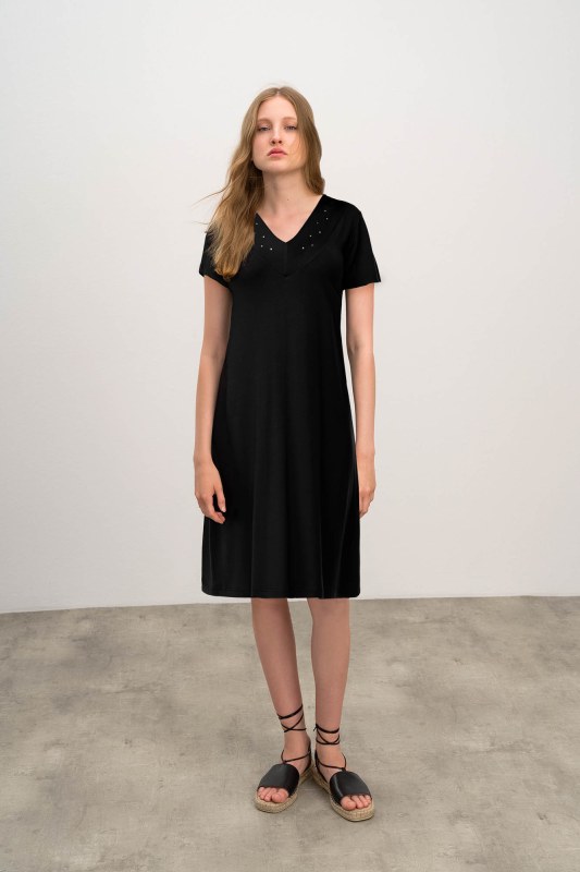 Vamp - Plain Sleeveless Dress 16547 - Vamp - Dámské oblečení šaty