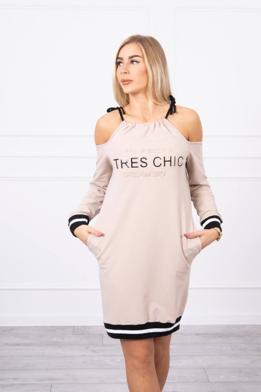 Béžové šaty Tres Chic - Dámské oblečení šaty
