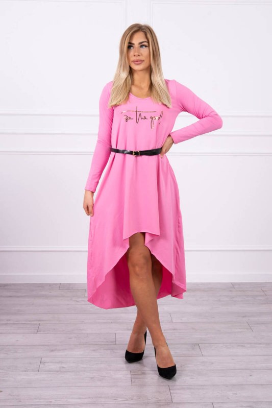 Šaty s ozdobným páskem a nápisem light pink - Dámské oblečení šaty