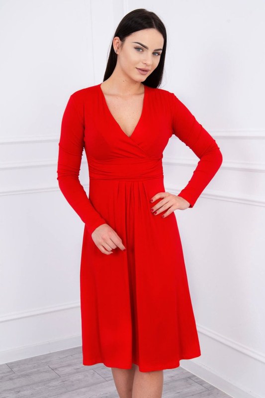 Šaty s výřezem pod prsy červené - Dámské oblečení šaty