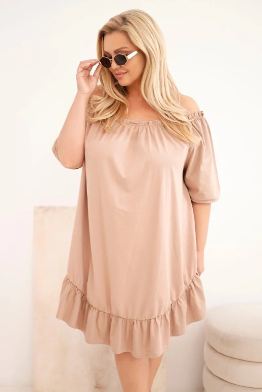 Dámské plus size bavlněné šaty s volánem fango