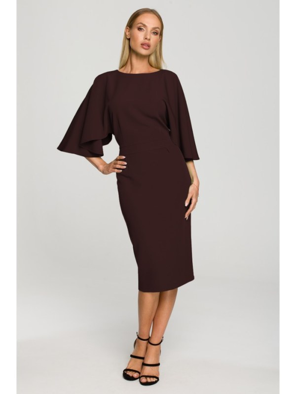 Šaty M700 s kimono rukávy – hnědé