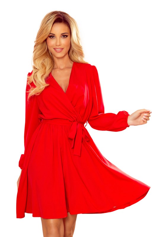 Dámské šaty s výstřihem Numoco BINDY - červené - Dámské oblečení šaty
