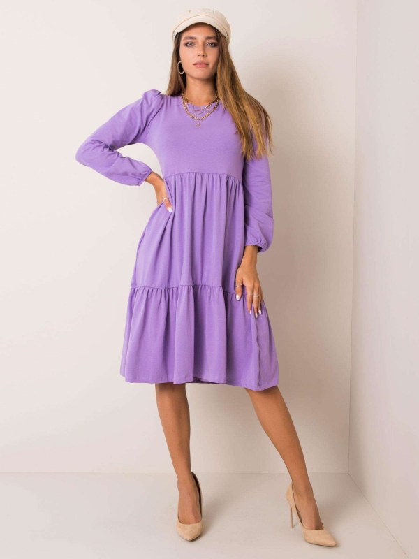 RUE PARIS Světle fialové bavlněné šaty - Dámské oblečení šaty