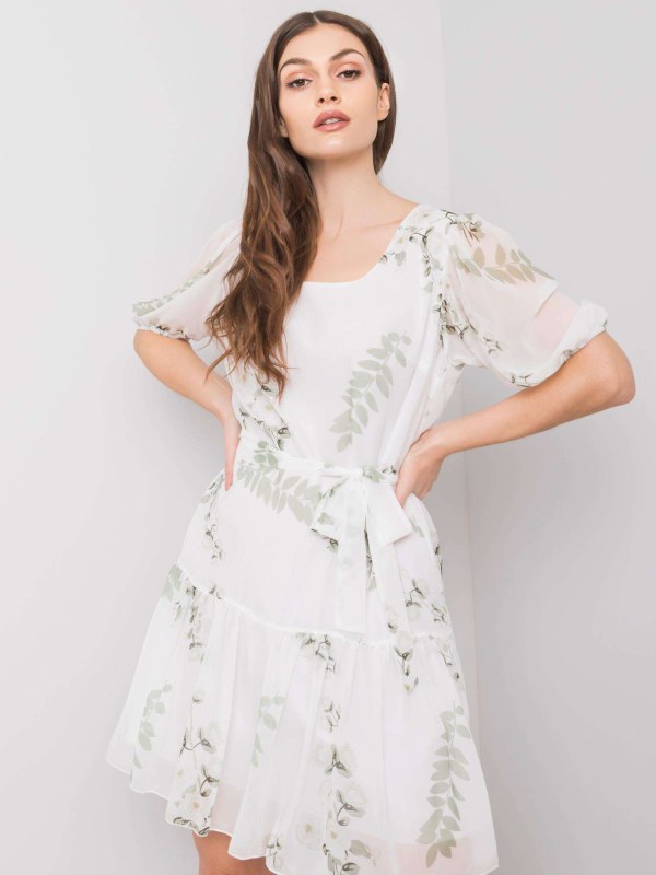 Dámské bílé šaty s květinami - šaty