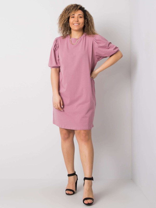 Větší růžové bavlněné šaty - Dámské oblečení šaty