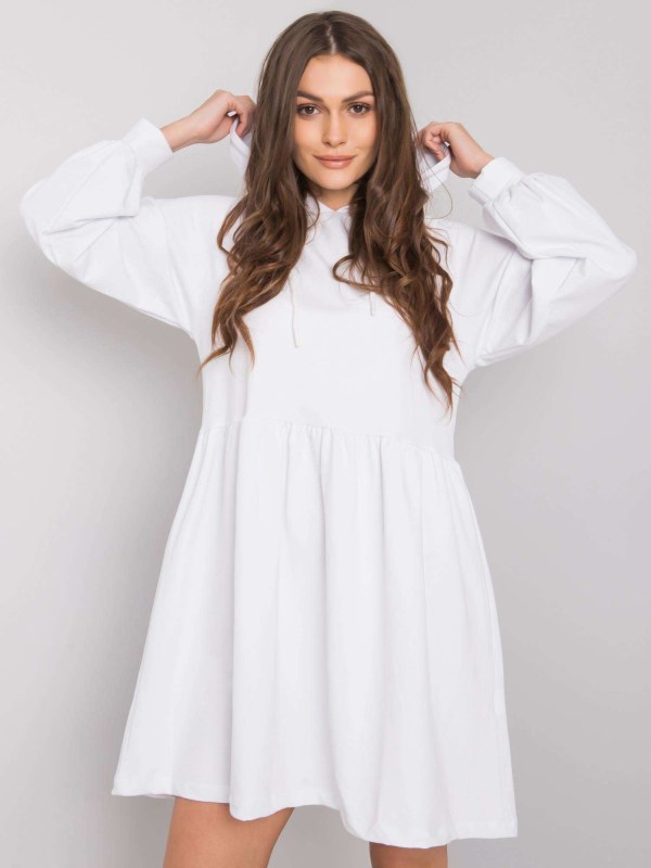 RUE PARIS Bílé mikinové šaty - Dámské oblečení šaty