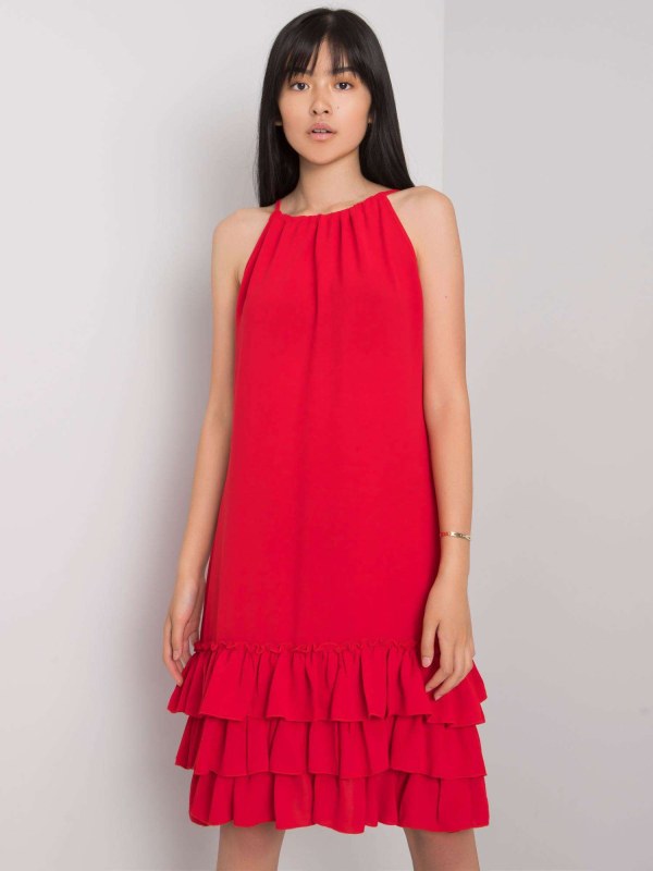 RUE PARIS Červené šaty s popruhy - Dámské oblečení šaty