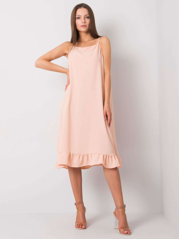 Ležérní letní šaty v broskvové barvě - Dámské oblečení šaty