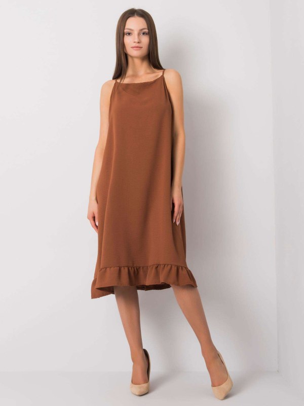 Neformální hnědé letní šaty - Dámské oblečení šaty