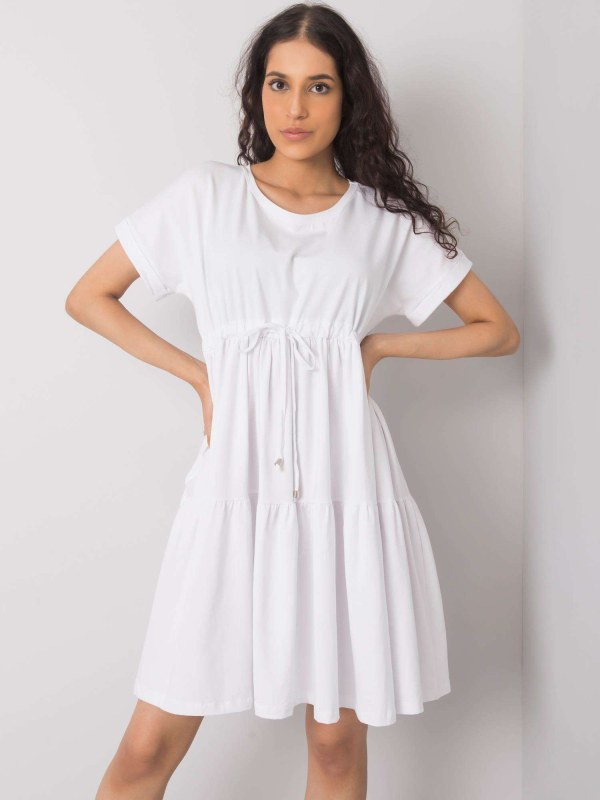 RUE PARIS Bílé bavlněné šaty - Dámské oblečení šaty
