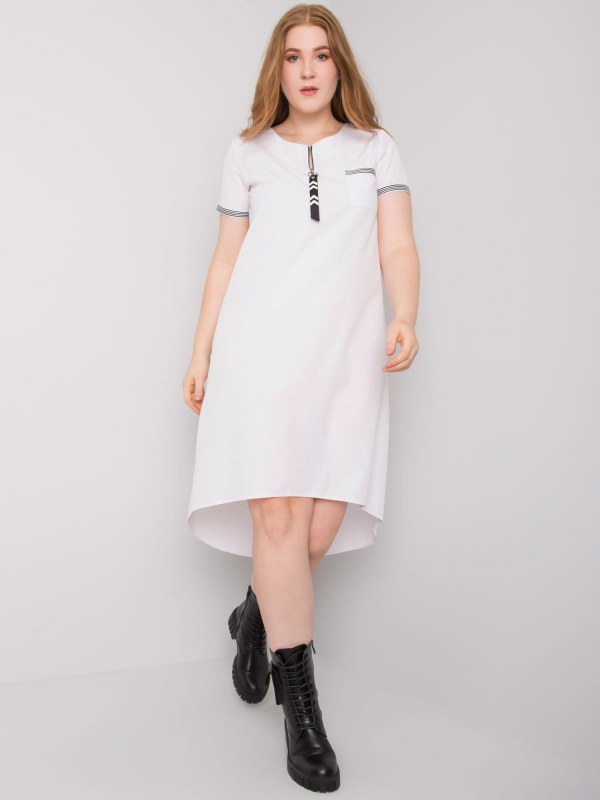 Větší bílé bavlněné šaty - Dámské oblečení šaty