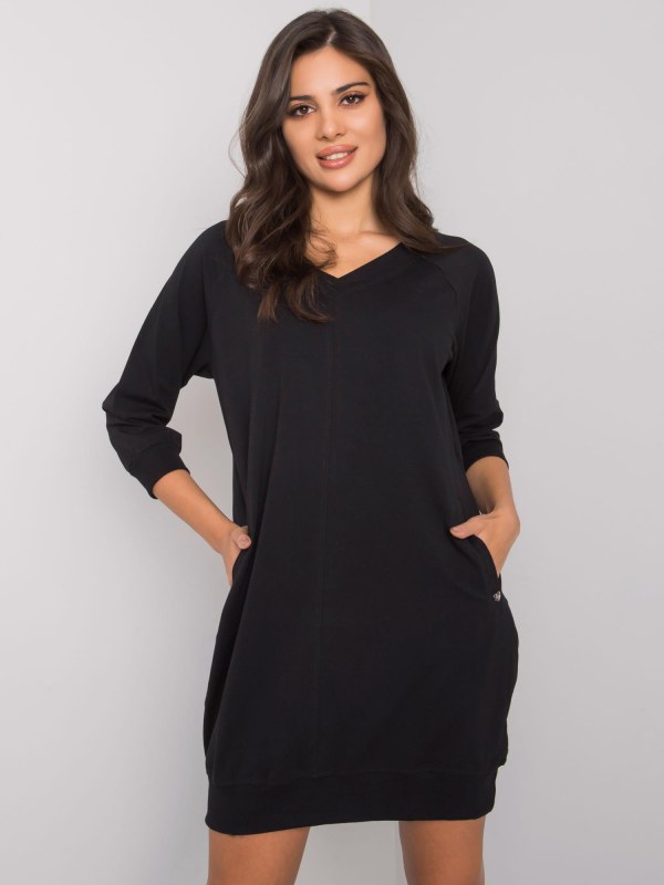 Černé šaty z hladké bavlny - Dámské oblečení šaty