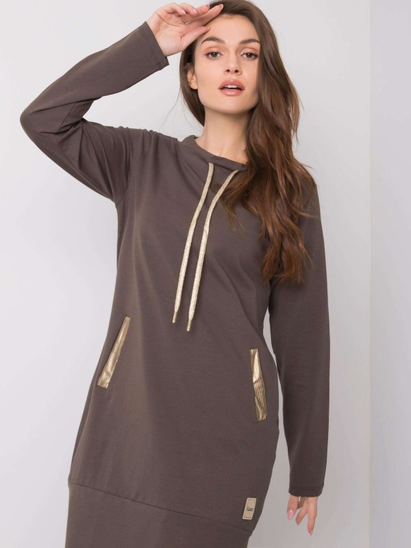 Tmavě khaki bavlněné šaty - Dámské oblečení šaty