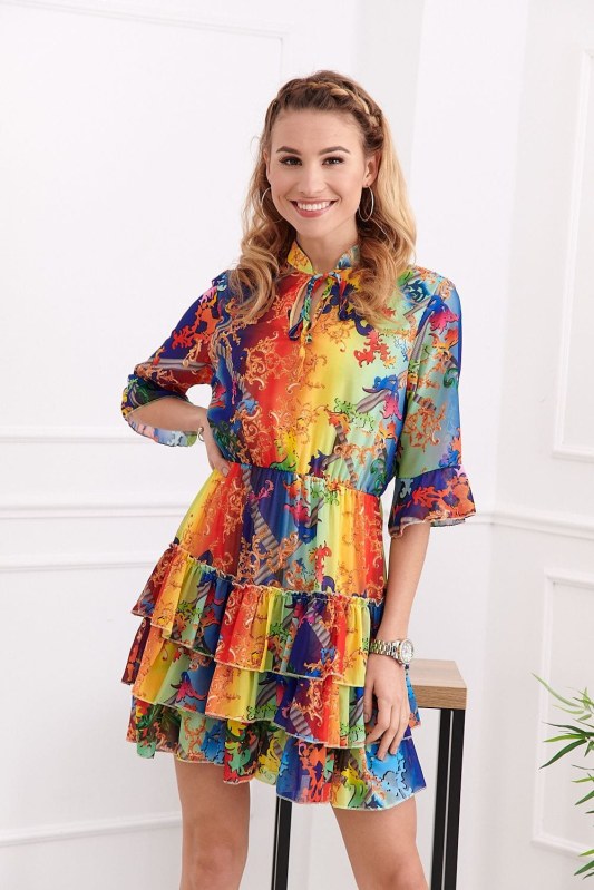 Vzdušné šaty s barevnými vzory - Dámské oblečení šaty