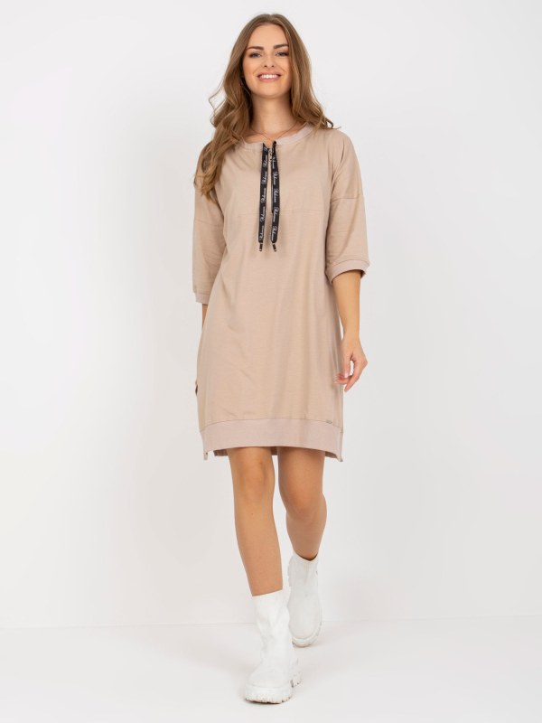 Ležérní světle béžové šaty z bavlny Ernestine - šaty