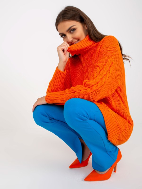 Oranžové minišaty RUE PARIS pletené copánky - Dámské oblečení šaty