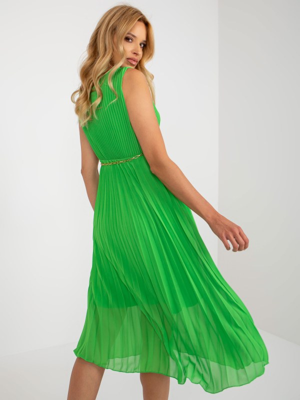 Světle zelené midi šaty s psaníčkovým výstřihem - Dámské oblečení šaty