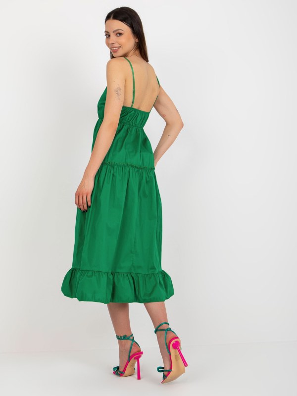 Zelené rozevláté šaty s volánkem OCH BELLA - šaty
