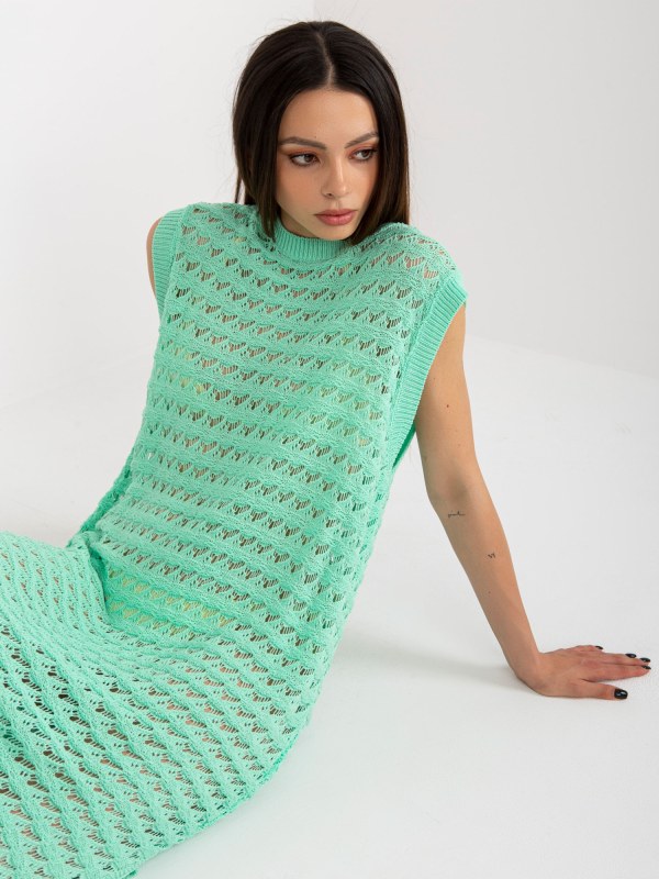 Mint pletené maxi šaty - Dámské oblečení šaty