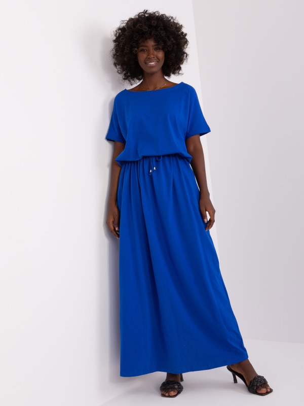 Základní kobaltové maxi šaty z bavlny - Dámské oblečení šaty