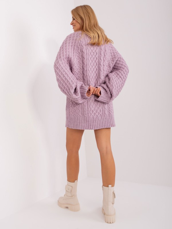 Světle fialové pletené minišaty - Dámské oblečení šaty