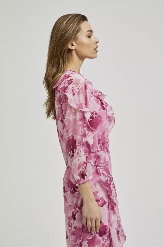 Dámské vzorované šaty MOODO - růžové - Dámské oblečení šaty
