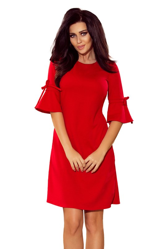 Trapézové šaty s rozšířenými rukávy Numoco NEVA - červené - Dámské oblečení šaty