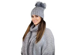 Komplet čepice a šála K.22.261.05 Světle šedý - Kamea