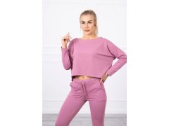Souprava s oversize blůzou tmavě růžová