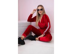 Velurová souprava s nápisem Queen red