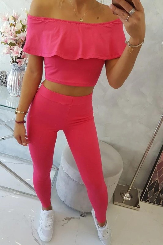 Sada s volánky malinová