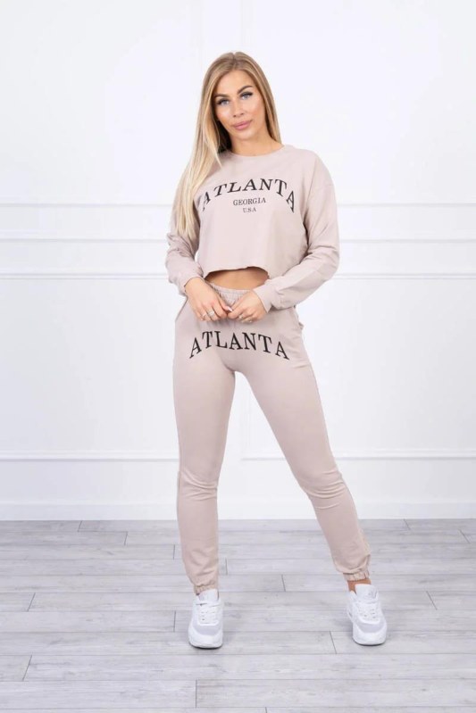 Sada Atlanta s&nbsp;potiskem béžová - Dámské oblečení soupravy a&nbsp;komplety