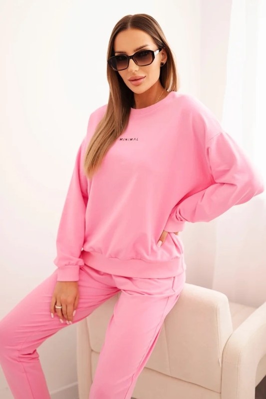 Dámská bavlněná souprava s potiskem Minimal světle růžová