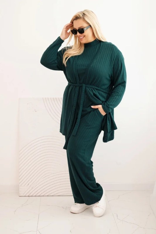 Dámský komplet Plus Size 3-dílný tmavě zelený