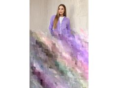 Dámská bavlněná souprava s&nbsp;proužky a&nbsp;stahovacími lemy fialka