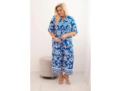 Dámská plus size viskózová souprava s&nbsp;geometrickým potiskem chrpová modrá