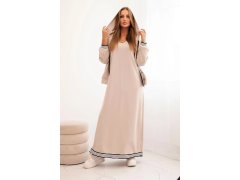 Dámská souprava s&nbsp;viskózou s&nbsp;rozepínací mikinou a&nbsp;dlouhou sukní béžová