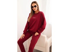 Dámský bavlněný komplet s&nbsp;potiskem Minimal bordový