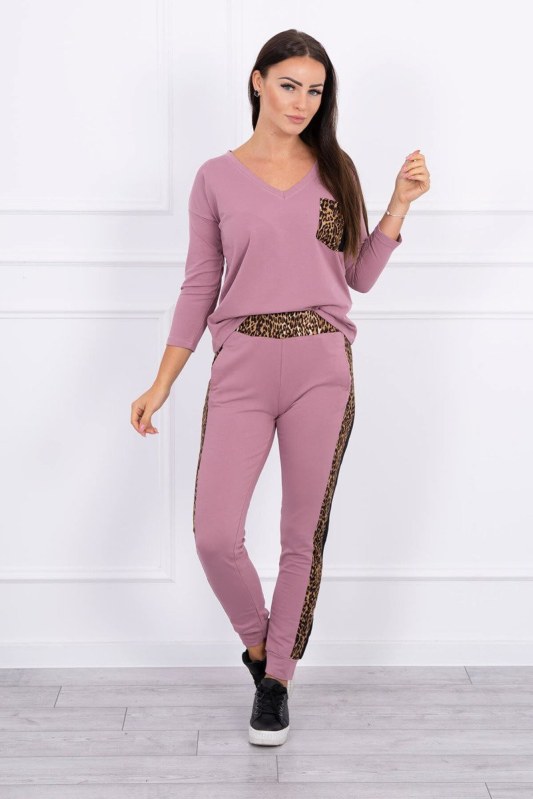 Sada s&nbsp;leopardím potiskem tmavě růžová - Dámské oblečení soupravy a&nbsp;sady