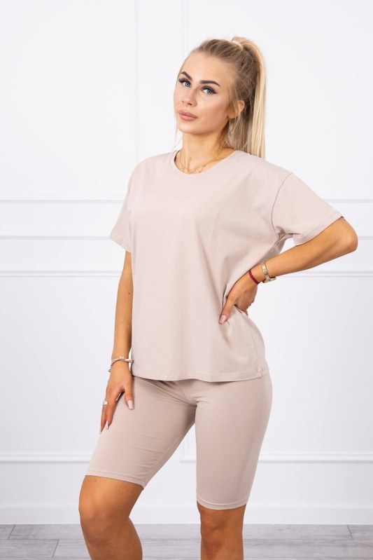 Souprava top+legíny béžová - Dámské oblečení soupravy a sady