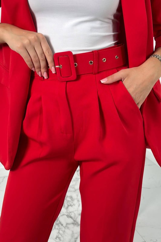Elegantní souprava saka a kalhot červený - Dámské oblečení soupravy a sady