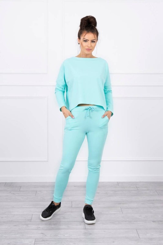 Set s oversized halenkou mint - Dámské oblečení soupravy a sady