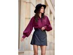 Krátká koženková sukně SPO0052 černá - Roco Fashion