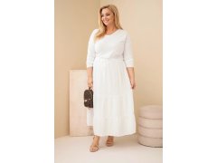 Dámská sukně Plus Size bavlněná mušelínová s&nbsp;volánem a&nbsp;gumou bílá