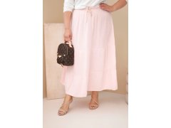 Dámská sukně Plus Size bavlněná mušelínová s&nbsp;volánem a&nbsp;gumou bonbónově růžová